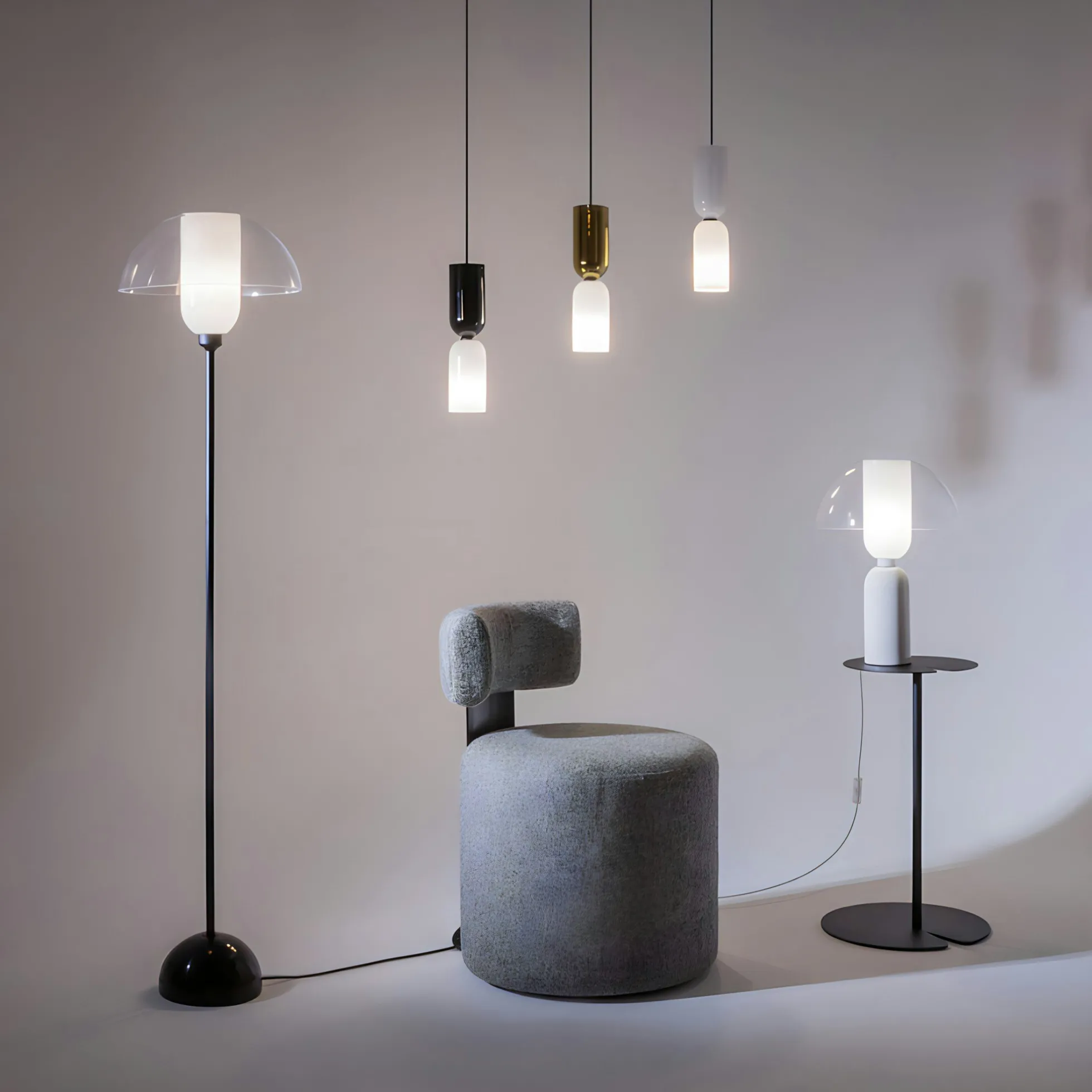 Lampe de salon blanche rétro – verre et céramique WINDER