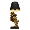 Lampe de salon décorative noire & or, visages et livre SILE