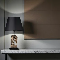 Lampe de salon décorative noire, tête de cheval dorée SILE