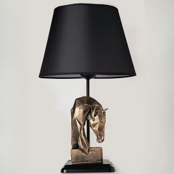 Lampe de salon décorative noire, tête de cheval dorée SILE