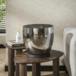 Lampe de salon moderne avec vasque en verre gris fumé 32 cm NIAGARA