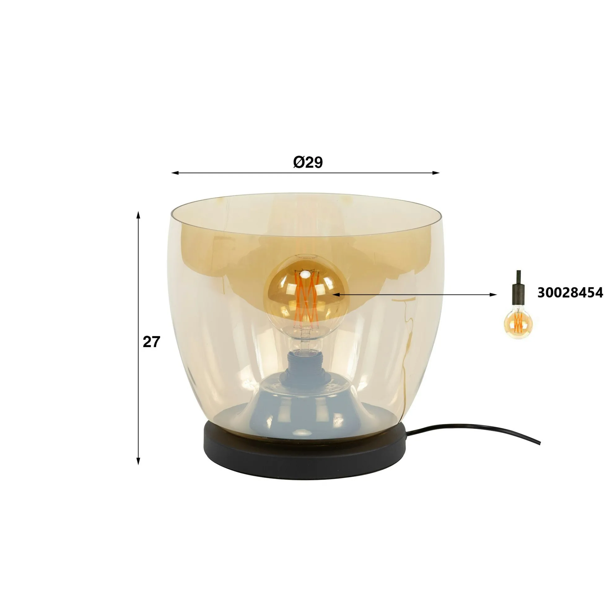 Lampe de salon moderne avec vasque en verre gris fumé 27 cm NIAGARA