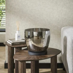 Lampe de salon moderne avec vasque en verre gris fumé 27 cm NIAGARA