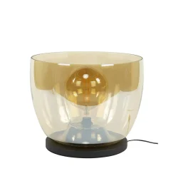 Lampe de salon moderne avec vasque en verre ambré 41 cm NIAGARA