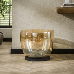 Lampe de salon moderne avec vasque en verre ambré 41 cm NIAGARA