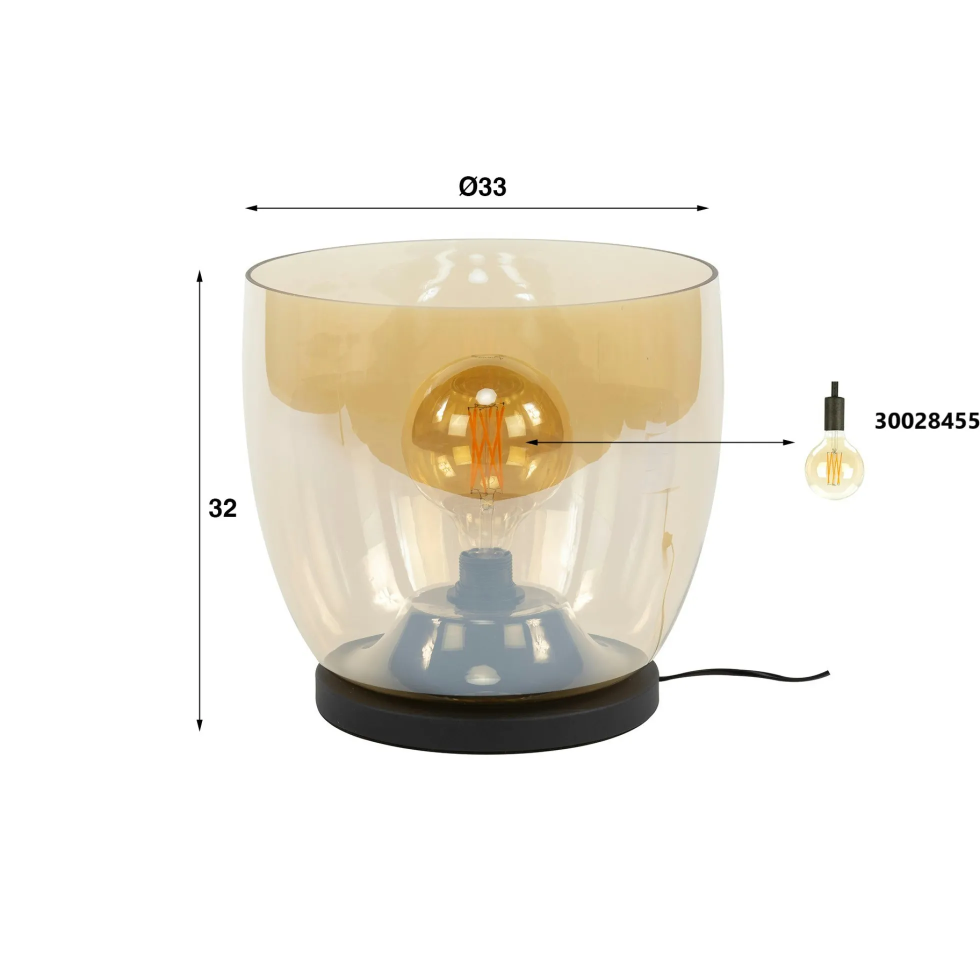 Lampe de salon moderne avec vasque en verre cuivré 32 cm NIAGARA