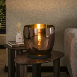 Lampe de salon moderne avec vasque en verre cuivré 32 cm NIAGARA