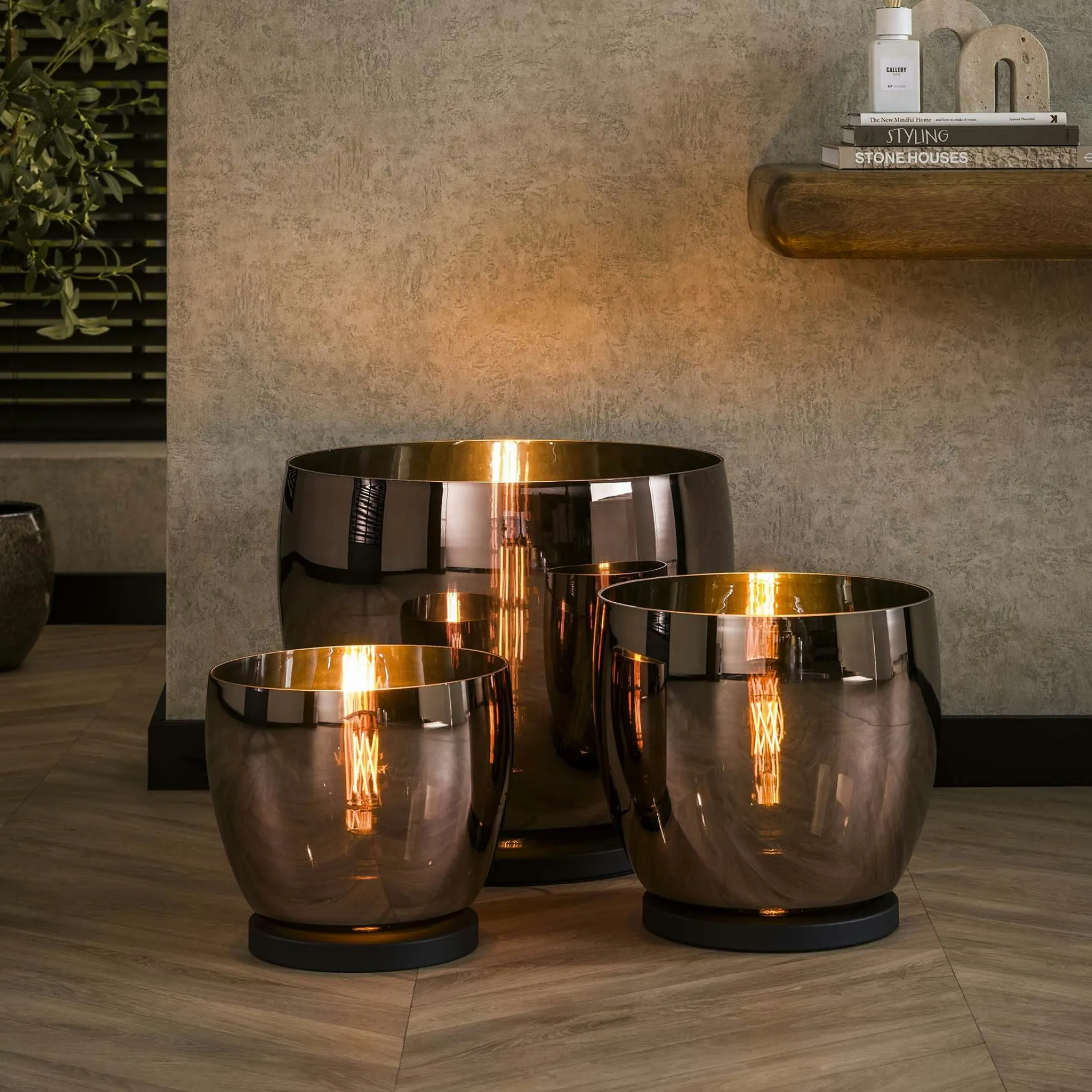 Lampe de salon moderne avec vasque en verre cuivré 32 cm NIAGARA