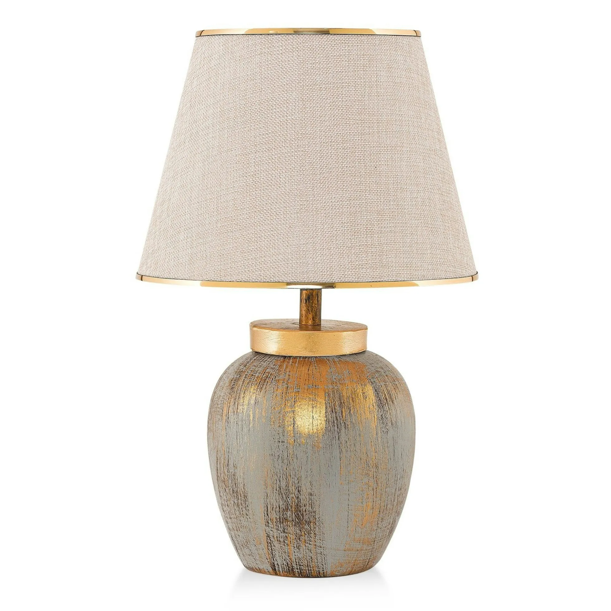 Lampe de salon moderne chic dorée, abat-jour écru KARS