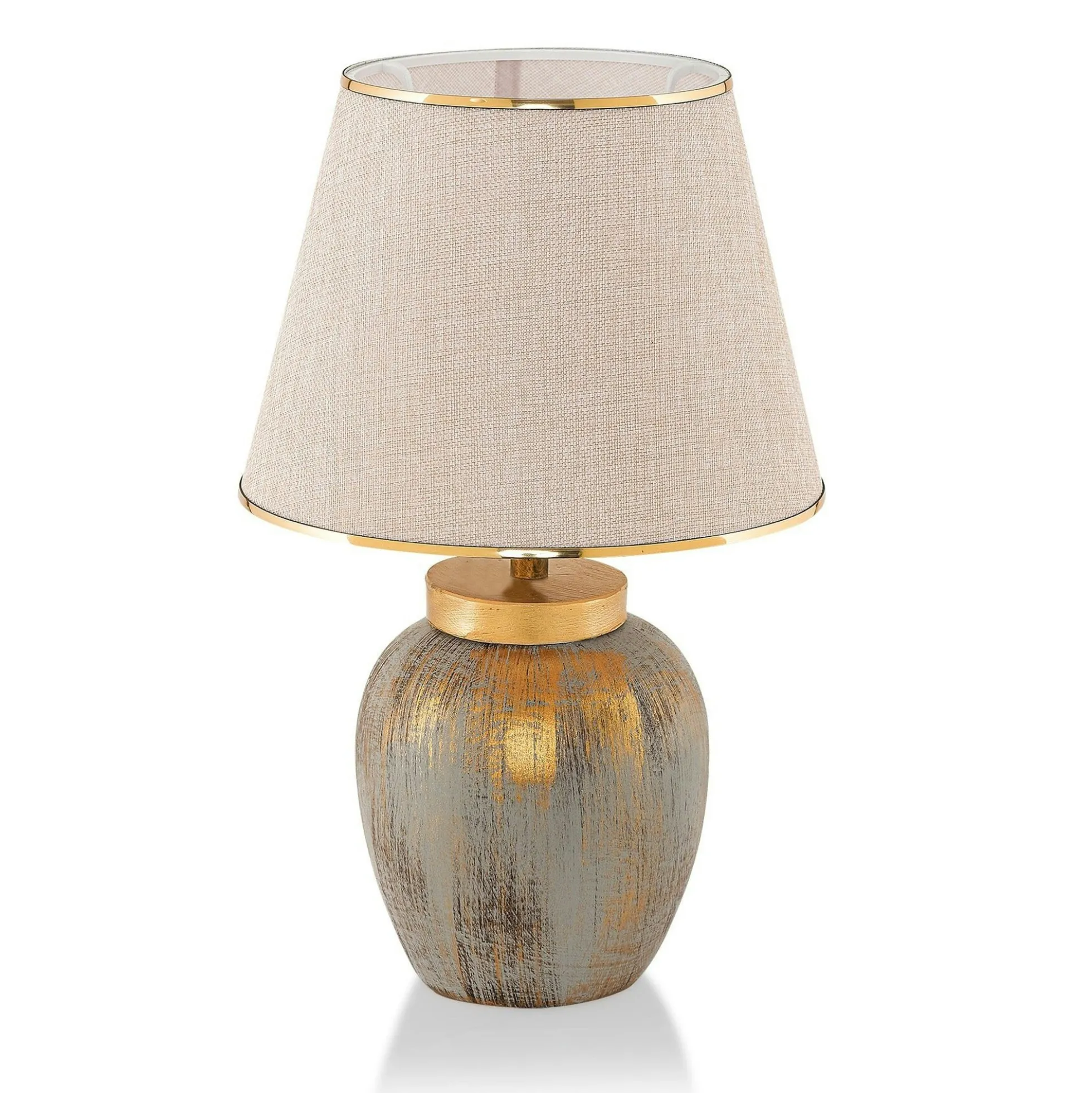 Lampe de salon moderne chic dorée, abat-jour écru KARS
