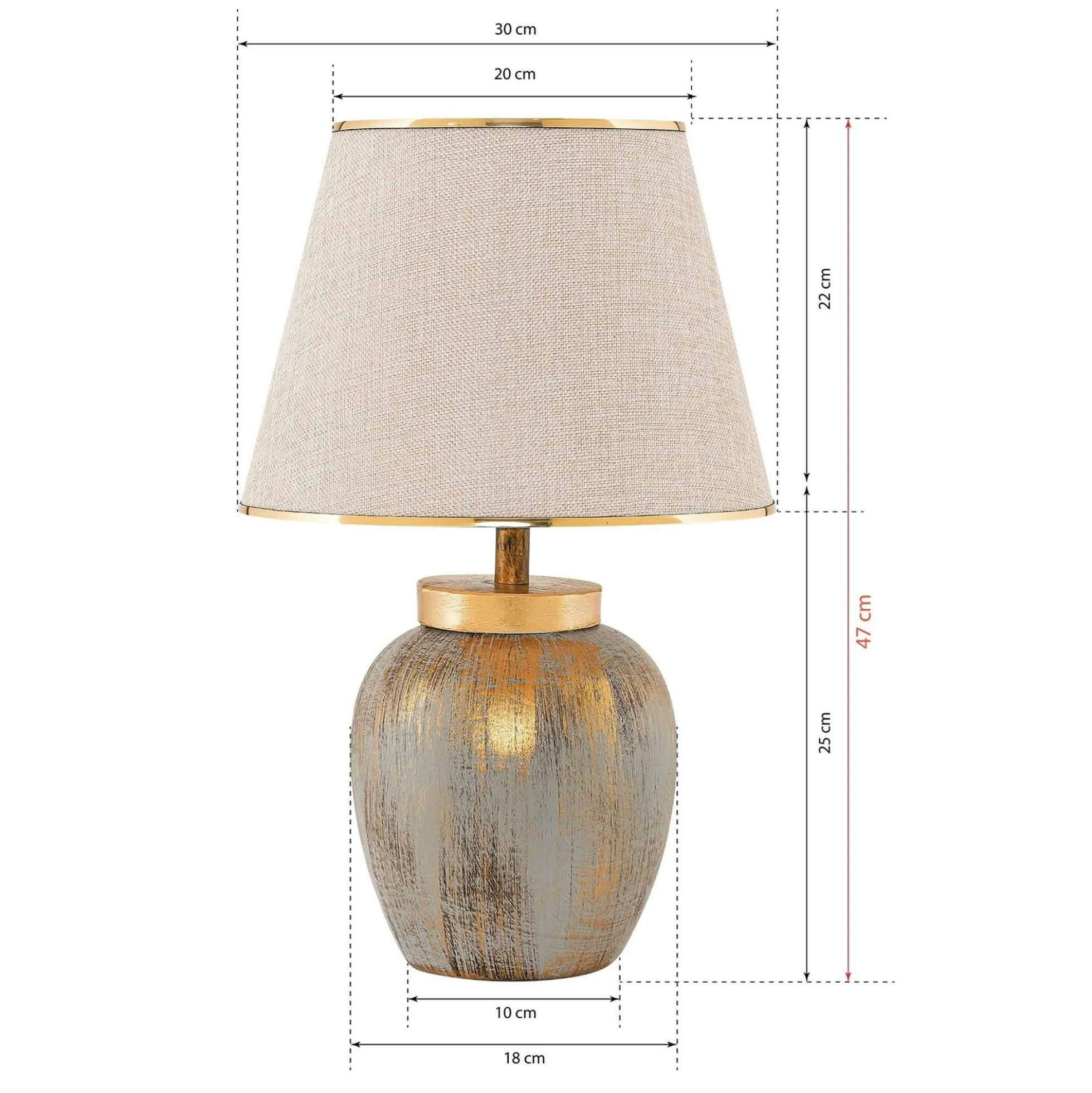 Lampe de salon moderne chic dorée, abat-jour écru KARS
