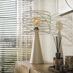 Lampe de salon métal beige pied conique RALF