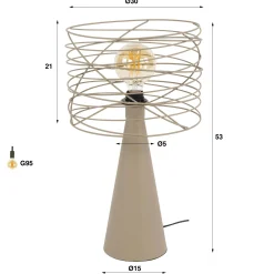 Lampe de salon métal beige pied conique RALF