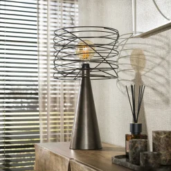 Lampe de salon métal marron pied conique RALF