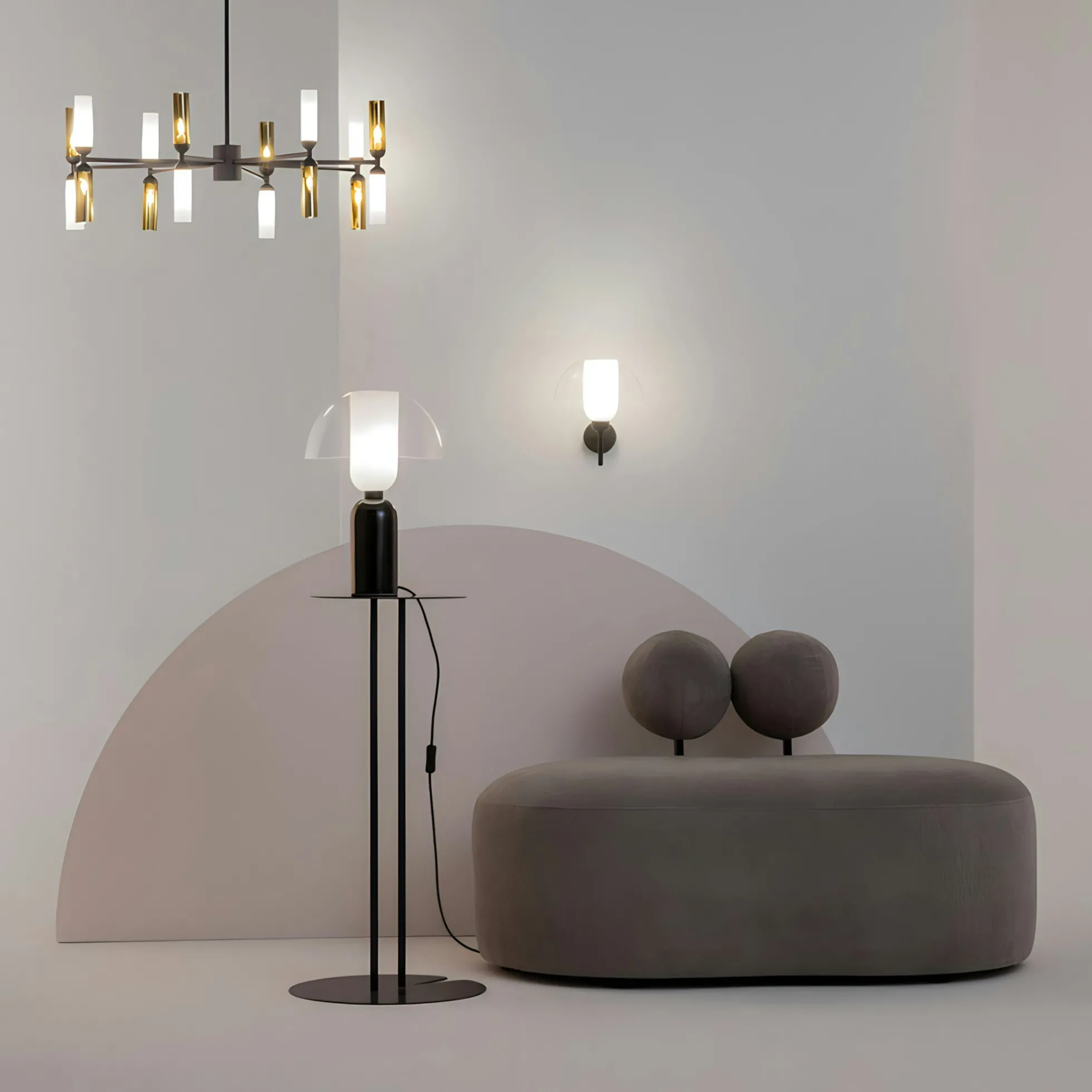 Lampe de salon noire rétro – verre et céramique WINDER