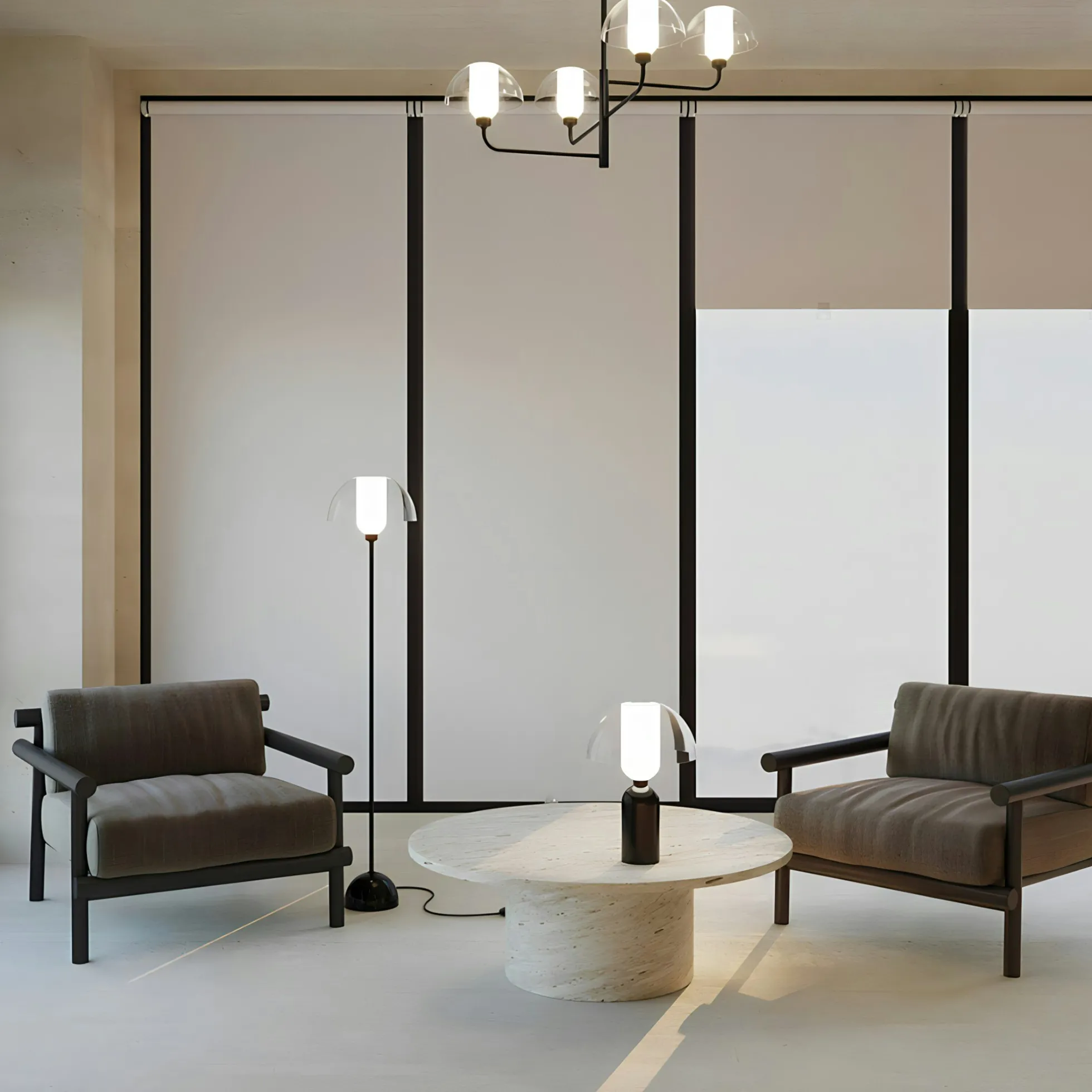 Lampe de salon noire rétro – verre et céramique WINDER