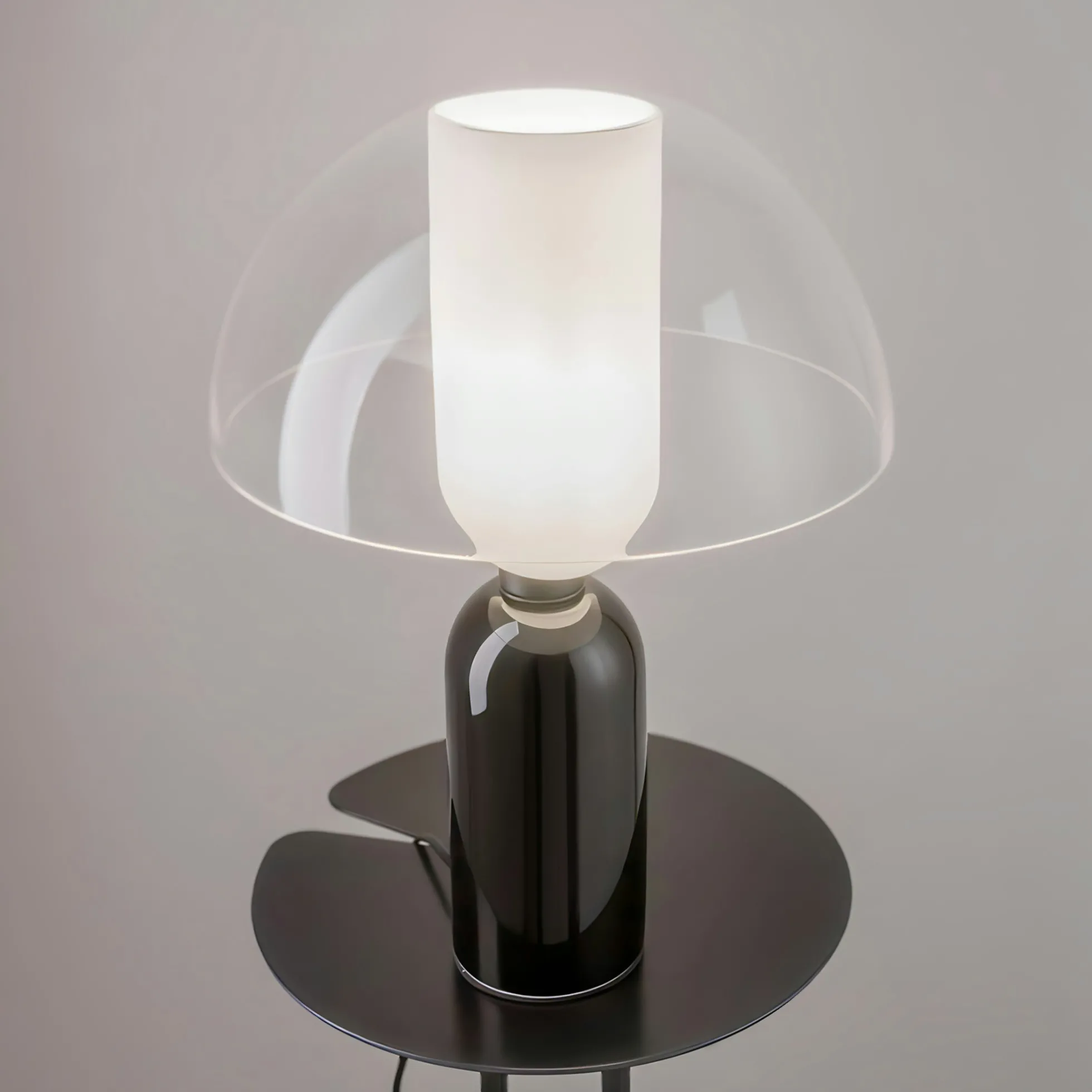 Lampe de salon noire rétro – verre et céramique WINDER