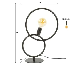 Lampe design noire – 2 anneaux TRIBECA