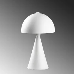Lampe de table design blanche, abat-jour rond vintage SILE