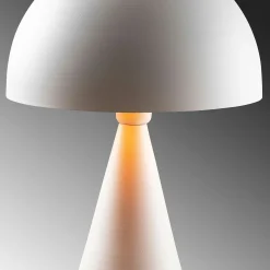 Lampe de table design blanche, abat-jour rond vintage SILE