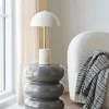 Lampe de table design marbre beige et métal doré KARS