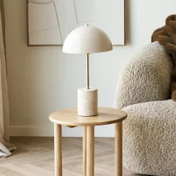 Lampe de table design marbre beige et métal doré KARS