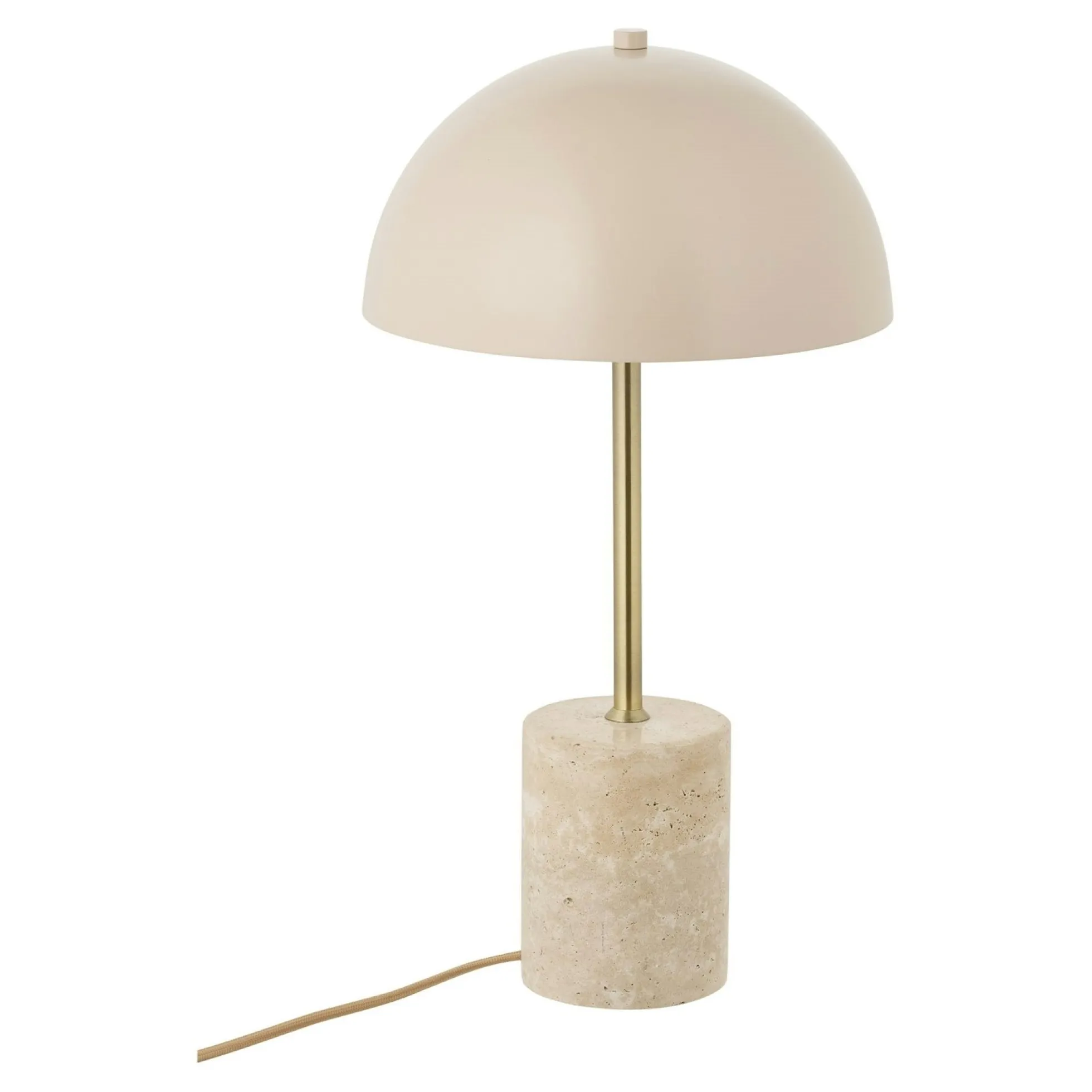 Lampe de table design marbre beige et métal doré KARS