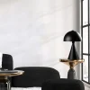 Lampe de table design noire, abat-jour rond vintage SILE