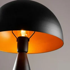 Lampe de table design noire, abat-jour rond vintage SILE