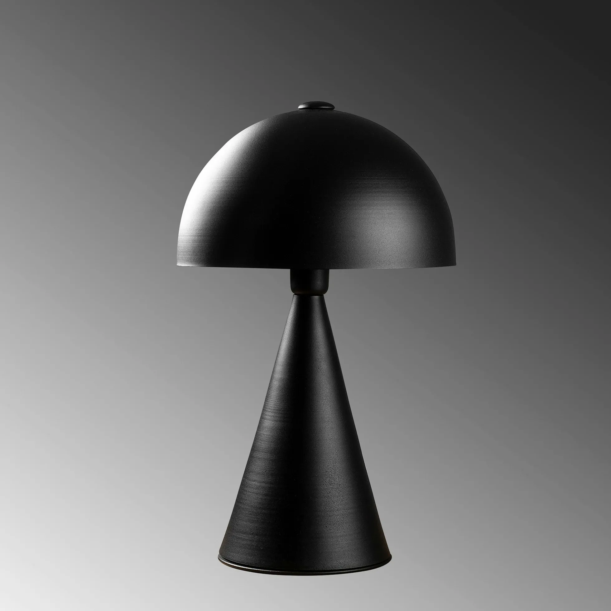 Lampe de table design noire, abat-jour rond vintage SILE
