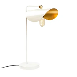 Lampe de table moderne blanche, abat-jour galbé SINOP
