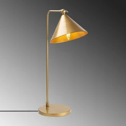 Lampe de table moderne dorée, abat-jour conique SILE