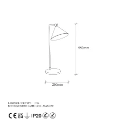 Lampe de table moderne dorée, abat-jour conique SILE