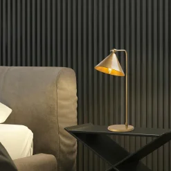 Lampe de table moderne dorée, abat-jour conique SILE