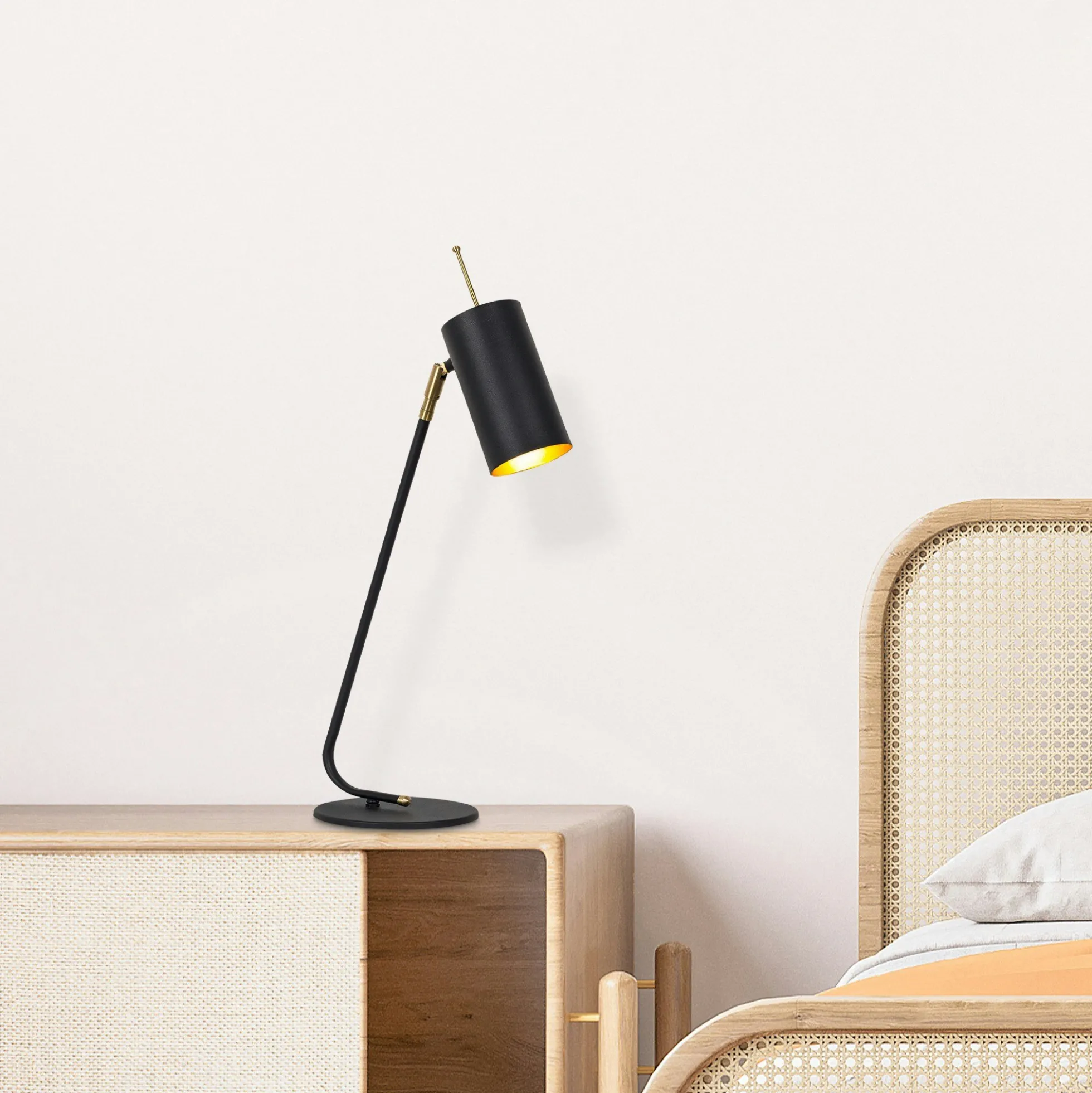 Lampe de table noire, abat-jour orientable moderne chic SFAX