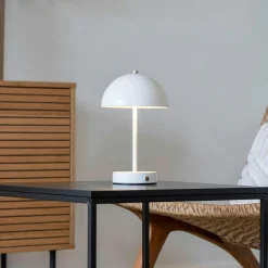 Lampe de table rechargeable en métal blanc SILE
