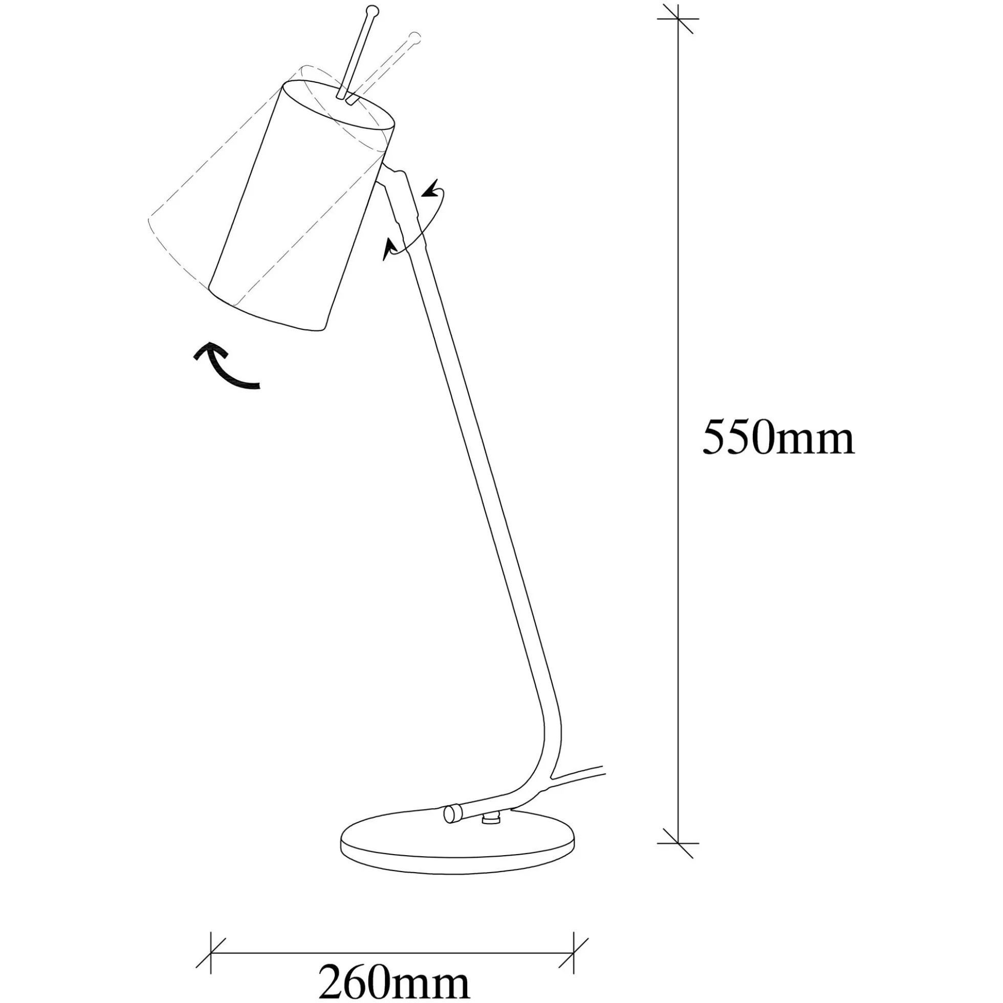 Lampe de table vintage, abat-jour tube orientable SFAX
