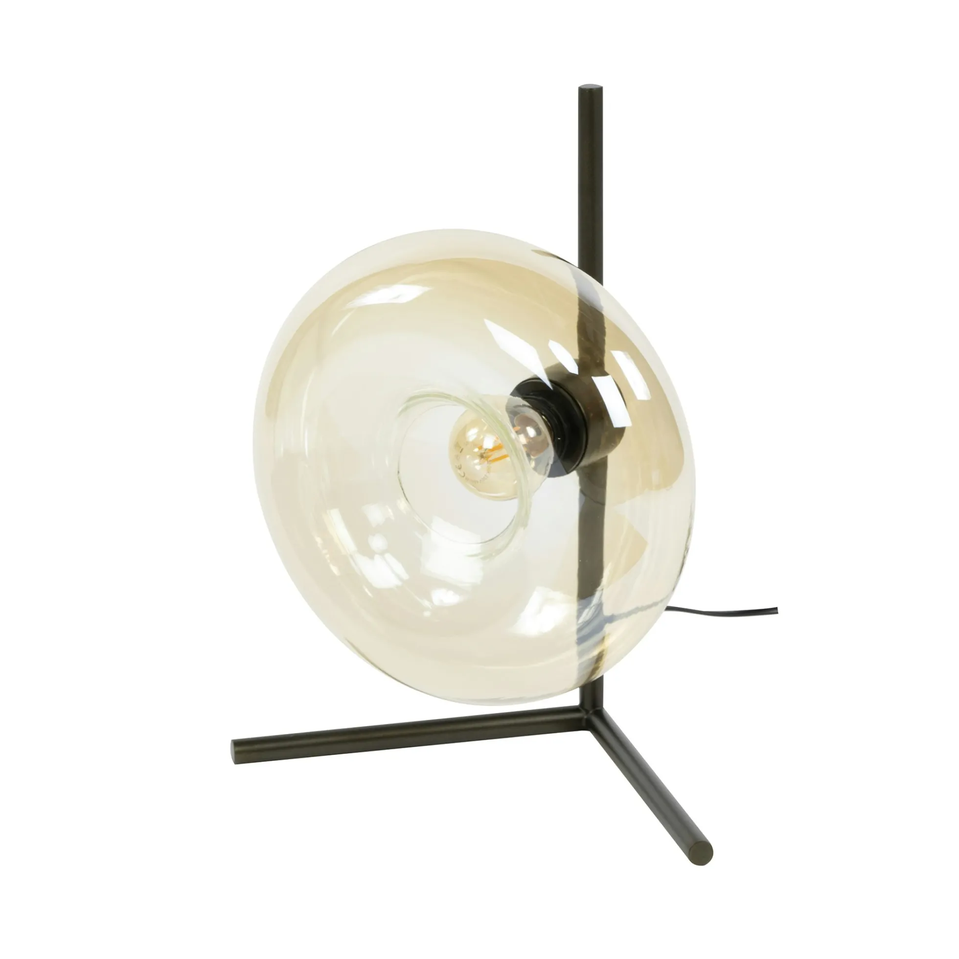 Lampe de table vintage anneau en verre ambré NIAGARA