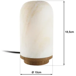 Lampe de table 10x10cm en pierre naturelle d'onyx et teck FOLELLI