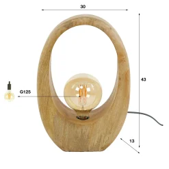 Lampe en bois de manguier forme organique H 43 cm LUCKNOW