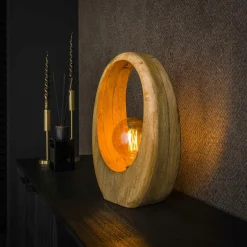 Lampe en bois de manguier forme organique H 43 cm LUCKNOW