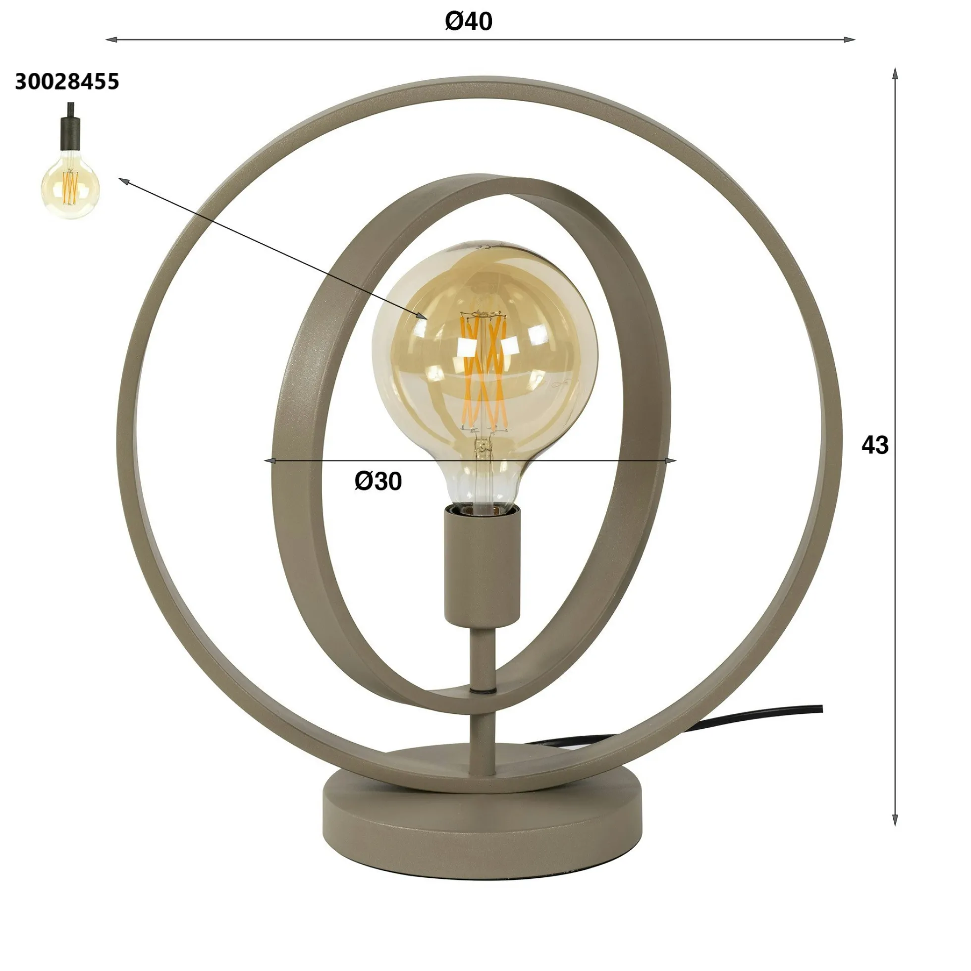 Lampe moderne beige mat, 2 anneaux pivotants TRIBECA