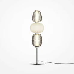 Lampe à poser argent LED – abat‑jour verre bijoux SYCOMORE