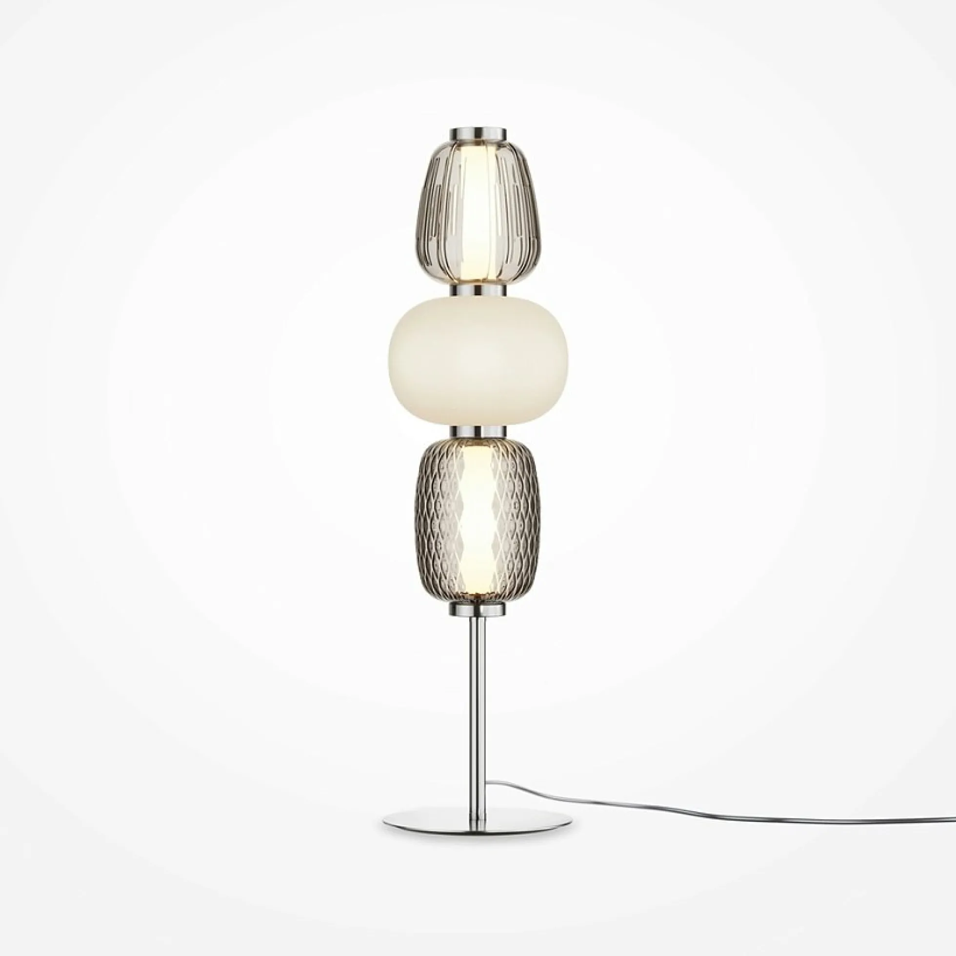 Lampe à poser argent LED – abat‑jour verre bijoux SYCOMORE