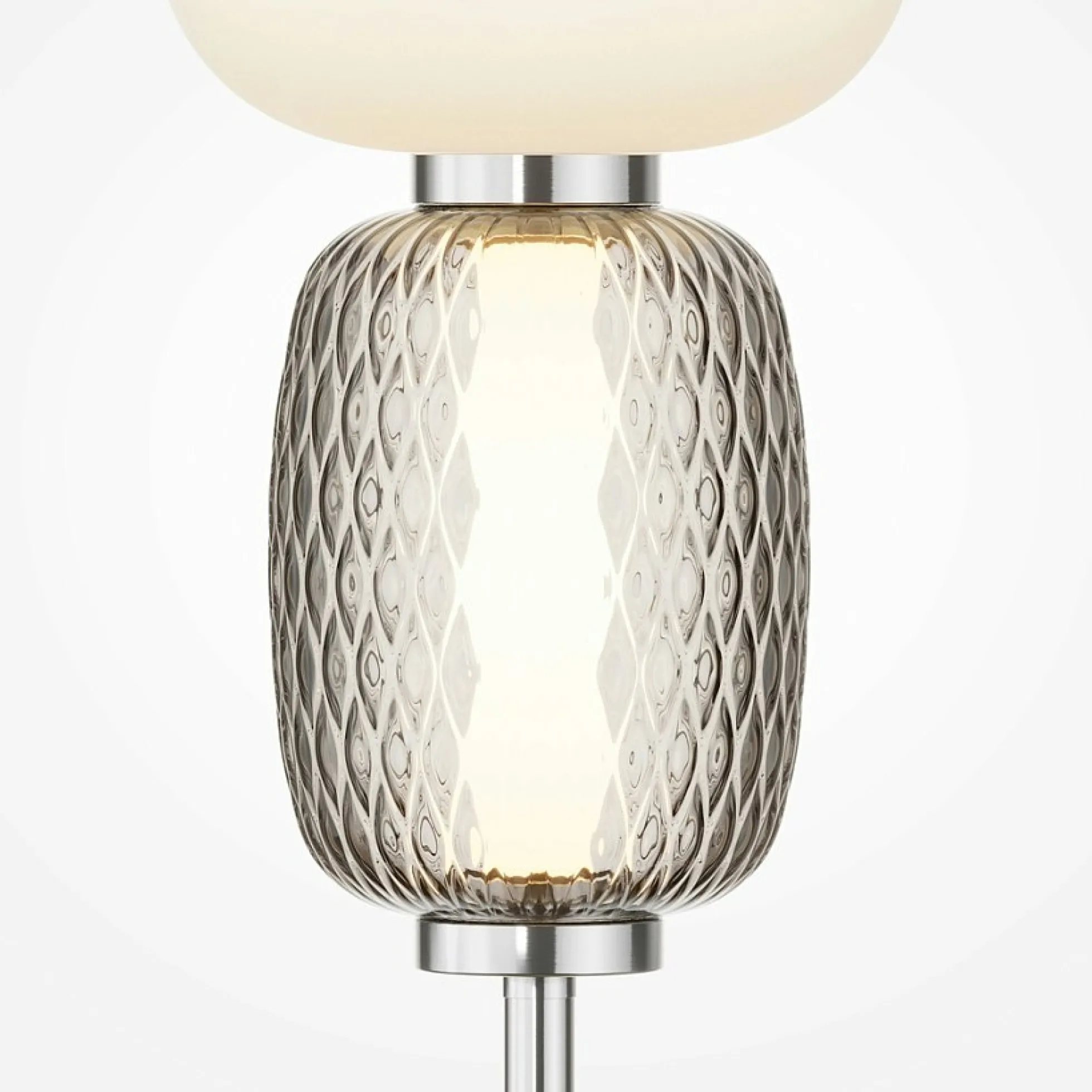 Lampe à poser argent LED – abat‑jour verre bijoux SYCOMORE