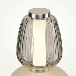 Lampe à poser argent LED – abat‑jour verre bijoux SYCOMORE