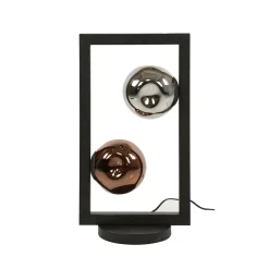Lampe à poser avec cadre 2 abat-jour en verre déformé NIAGARA