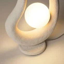 Lampe à poser blanche texturée – globe central LULING