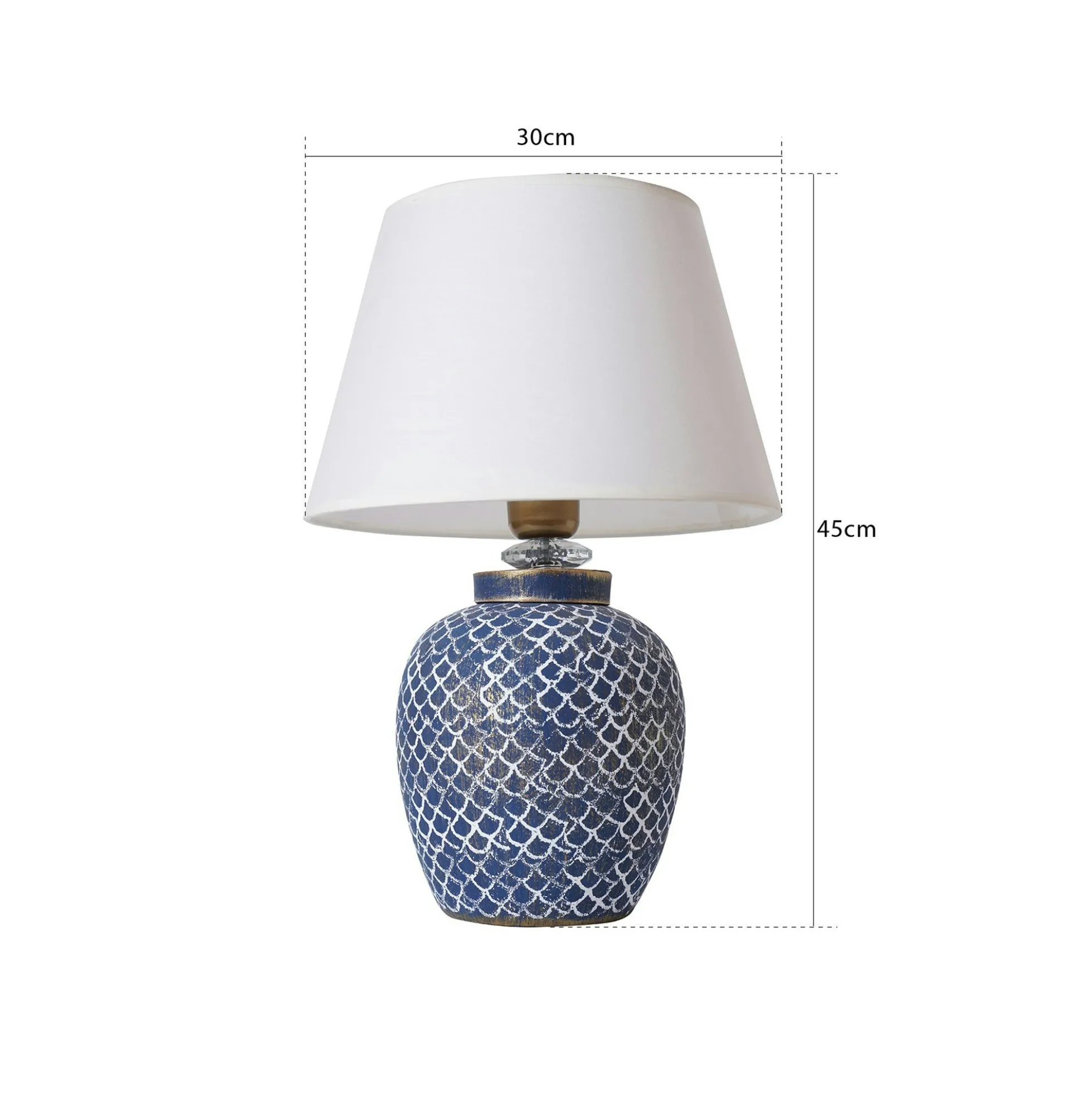 Lampe à poser bord de mer bleue, motif écailles KARS