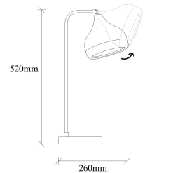 Lampe à poser design noir & cuivre, abat-jour orientable SILE